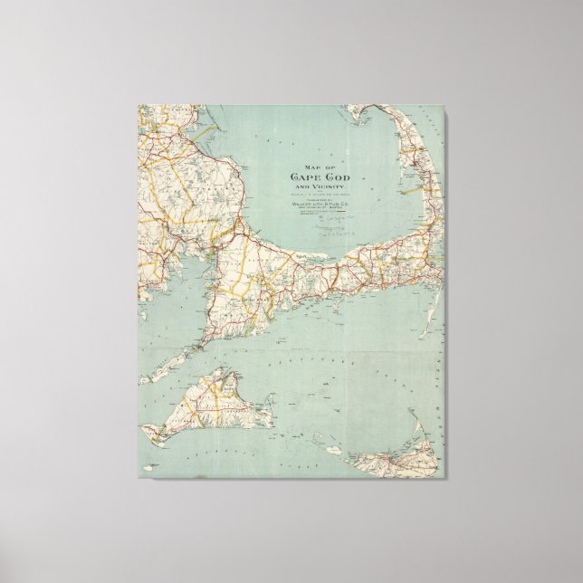 Vintage Map of Cape Cod (1917) Canvas Print (Front)