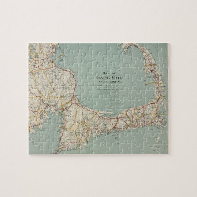 Vintage Map of Cape Cod (1917) Jigsaw Puzzle (Horizontal)
