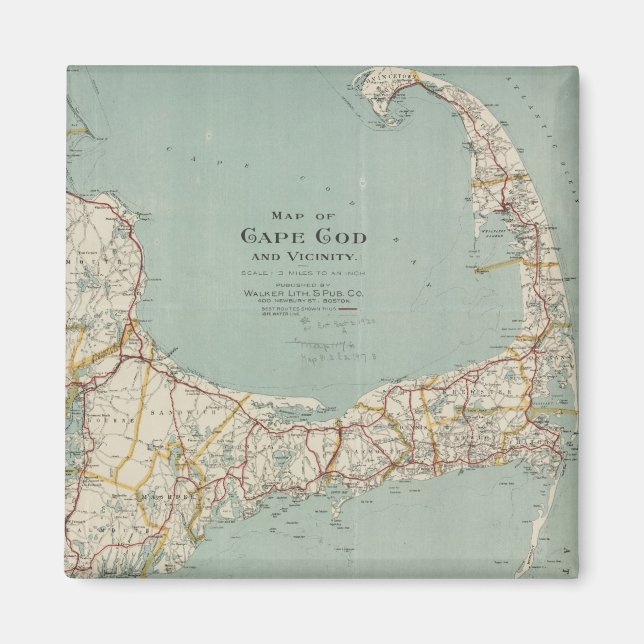Vintage Map of Cape Cod (1917) Magnet (Front)