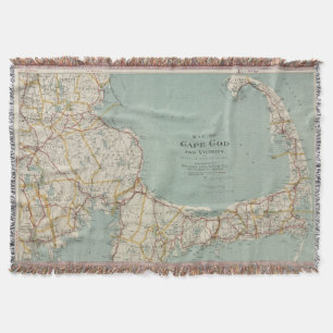 Vintage Map of Cape Cod (1917) Throw Blanket