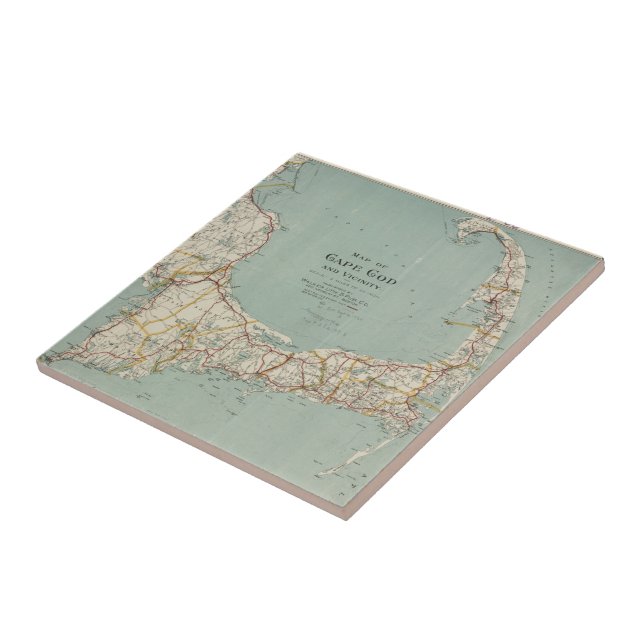 Vintage Map of Cape Cod (1917) Tile (Side)