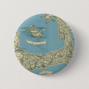 Vintage Map of Cape Cod (1945) 2 Inch Round Button