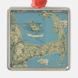 Vintage Map of Cape Cod (1945) Metal Ornament