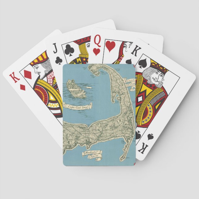 Vintage Map of Cape Cod (1945) Playing Cards (Back)