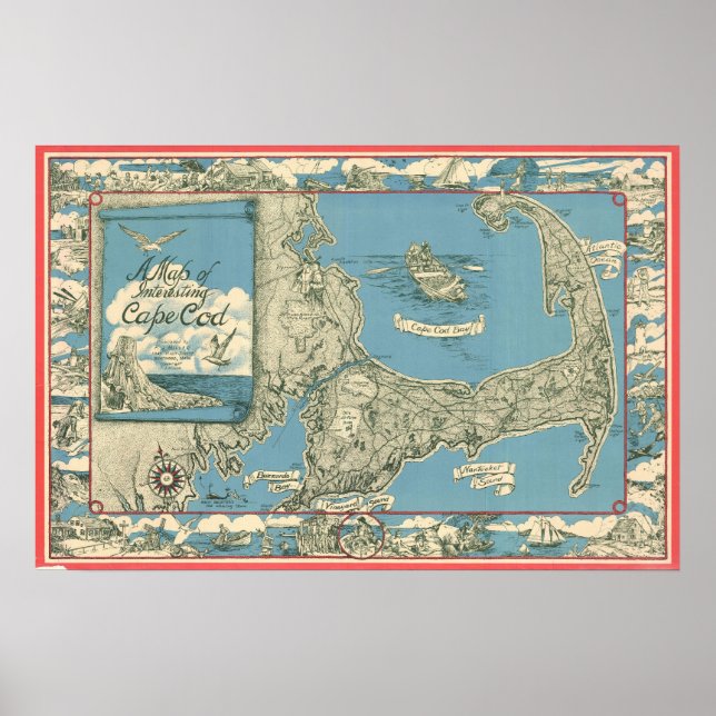 Vintage Map of Cape Cod (1945) Poster (Front)