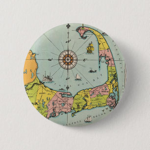 Vintage Map of Cape Cod 2 Inch Round Button