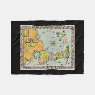 Vintage Map of Cape Cod Fleece Blanket