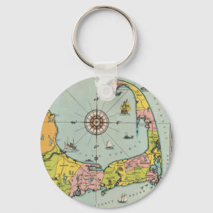 Vintage Map of Cape Cod Keychain
