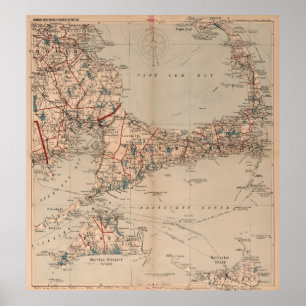 Vintage Map of Cape Cod MA (1905) Poster