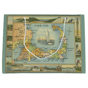 Vintage map of Cape Cod, Massachusetts Large Gift Bag