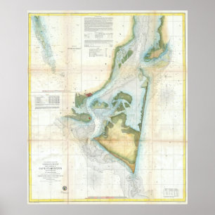 Vintage Map of Cape Fear (1857) Poster