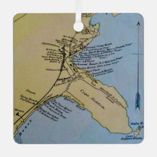 Vintage Map of Cape Neddick Maine Mug Metal Ornament