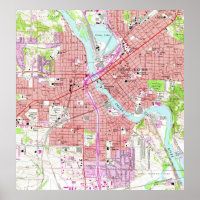 Vintage Map of Cedar Rapids Iowa (1967)
