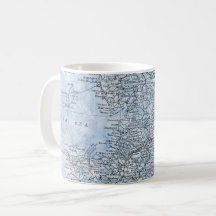 Vintage Map of Central England Irish Sea Travel