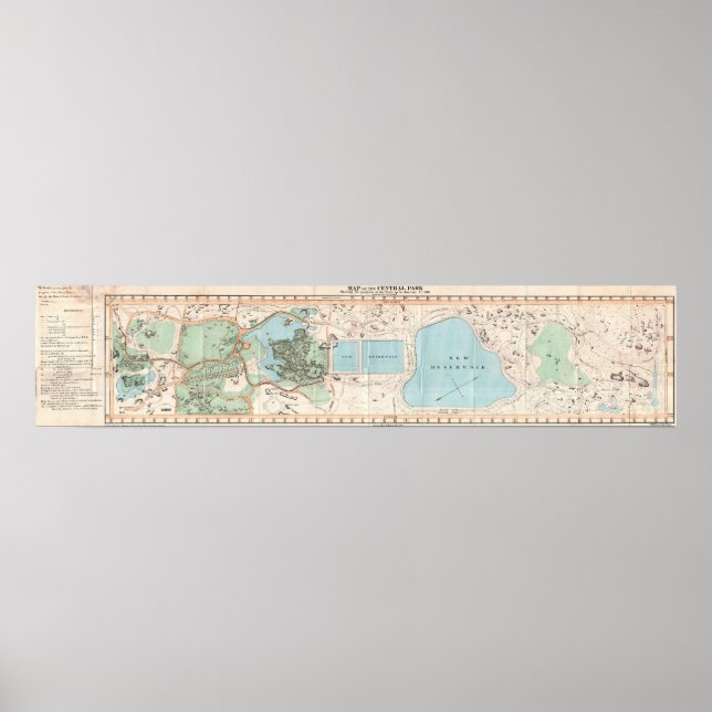 Vintage Map of Central Park (1860) Poster (Front)