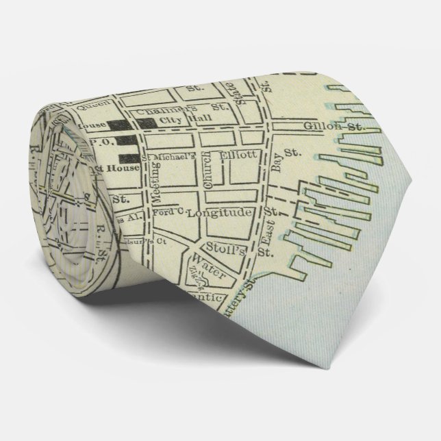 Vintage Map of Charleston SC (1901) Tie (Rolled)