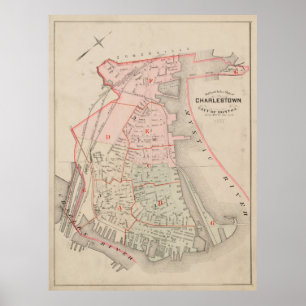 Vintage Map of Charlestown MA (1885) Poster