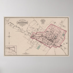 Vintage Map of Charlottesville VA (1877) Poster