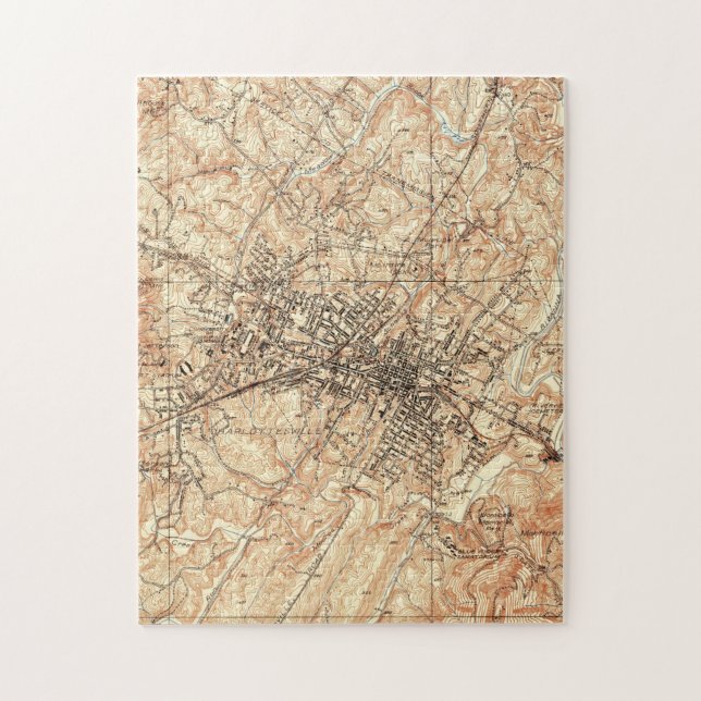 Vintage Map of Charlottesville Virginia (1960) Jigsaw Puzzle (Vertical)