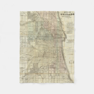 Vintage Map of Chicago (1857) Fleece Blanket