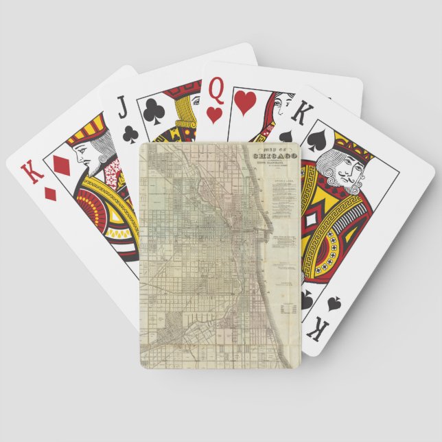 Vintage Map of Chicago (1857) Playing Cards (Back)