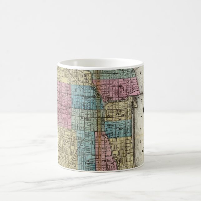 Vintage Map of Chicago (1869) Coffee Mug (Center)