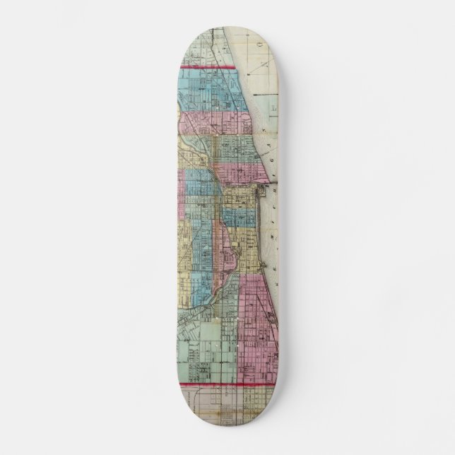 Vintage Map of Chicago (1869) Skateboard (Front)