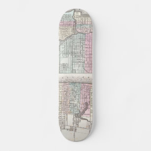 Vintage Map of Chicago and St. Louis (1855) Skateboard