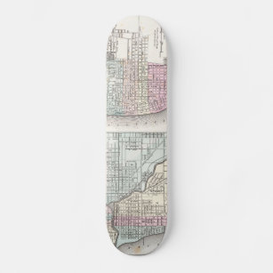 Vintage Map of Chicago and St Louis (1855) Skateboard