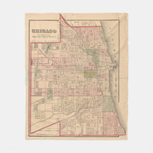 Vintage Map of Chicago Illinois (1876) Fleece Blanket