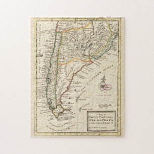 Vintage Map of Chile and Argentina (1732) Jigsaw Puzzle