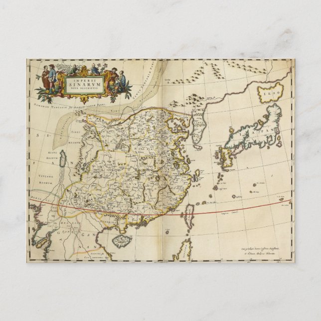 Vintage Map of China | 1662 Postcard (Front)