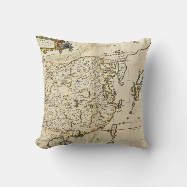 Vintage Map of China | 1662 Throw Pillow (Front)