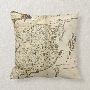 Vintage Map of China   1662 Throw Pillow