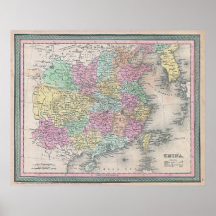 Vintage Map of China, 1853 Poster