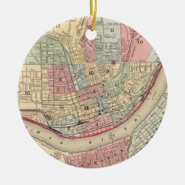 Vintage Map of Cincinnati (1780) Ceramic Ornament (Front)