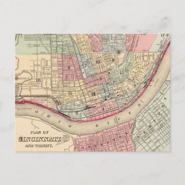 Vintage Map of Cincinnati (1780) Postcard (Front)