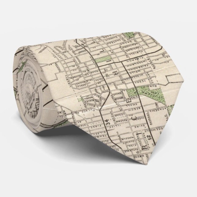 Vintage Map of Cincinnati Ohio (1915) Tie (Rolled)