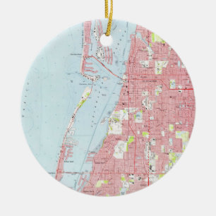 Vintage Map of Clearwater Florida (1974) Ceramic Ornament