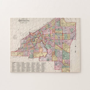 Vintage Map of Cleveland OH (1892) Jigsaw Puzzle