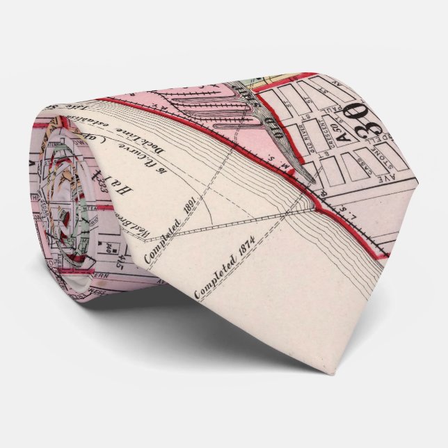 Vintage Map of Cleveland OH (1892) Tie (Rolled)