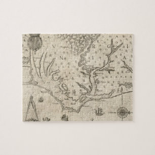 Vintage Map of Coastal North Carolina (1590) Jigsaw Puzzle