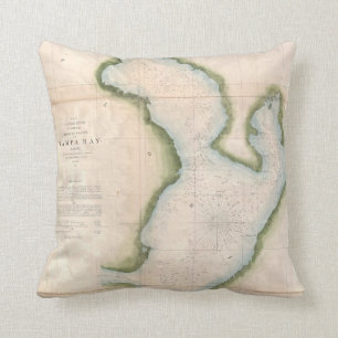 Vintage Map of Coastal Tampa Bay (1855) Throw Pillow