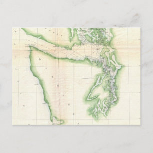 Vintage Map of Coastal Washington State (1857) Postcard