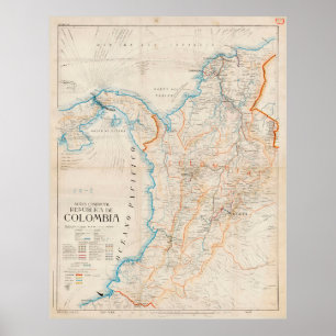 Vintage Map of Colombia (1919) Poster