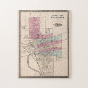 Vintage Map of Columbus Ohio (1868) Jigsaw Puzzle