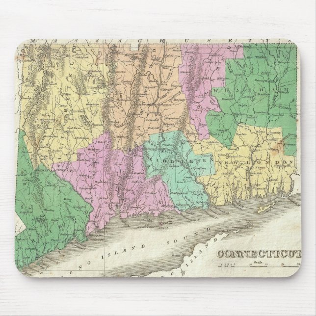 Vintage Map of Connecticut (1827) Mouse Pad (Front)