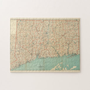 Vintage Map of Connecticut (1893) Jigsaw Puzzle
