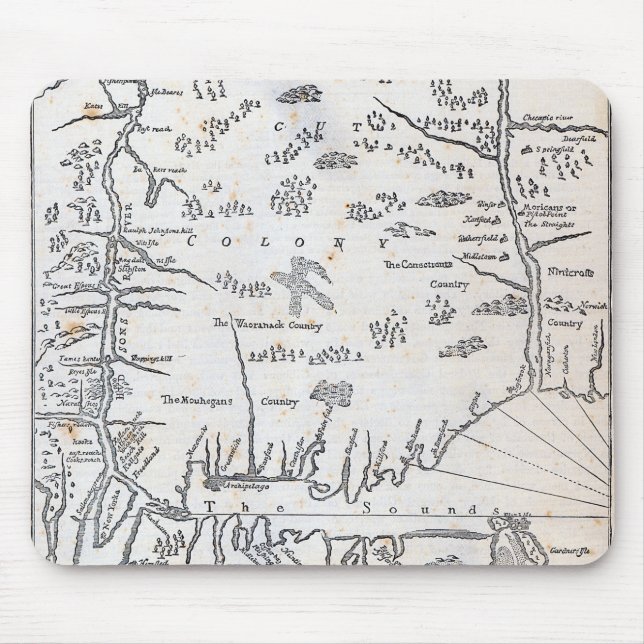 Vintage Map of Connecticut Mouse Pad (Front)