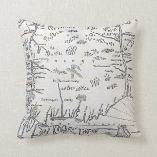 Vintage Map of Connecticut Throw Pillow